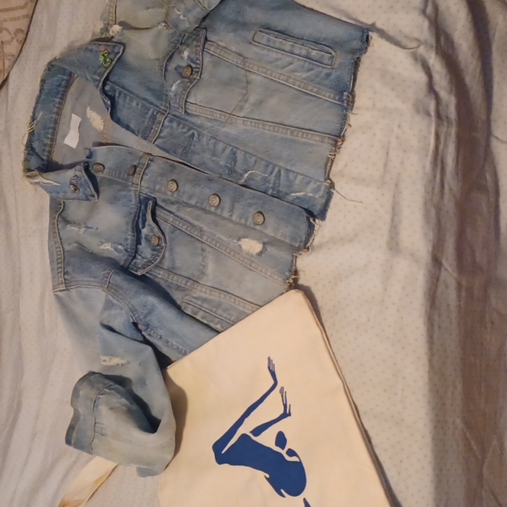 Boyish Jean's The Harvey denim jacket xs & BoyishxNina Klein tote